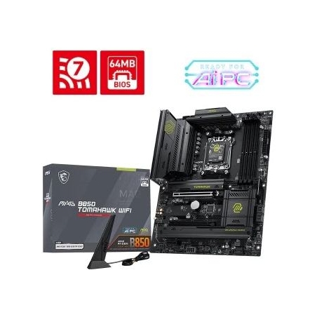 MSI MAG B850 TOMAHAWK WIFI | Processor family AMD | Processor socket AM5 | DDR5 | Supported hard disk drive interfaces SATA, M.2