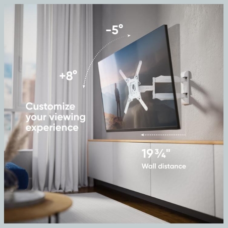 Onkron TV Wall Mount for 32-65” LED LCD Plasma Flat Screen Curved TVs up to 35 kg, White