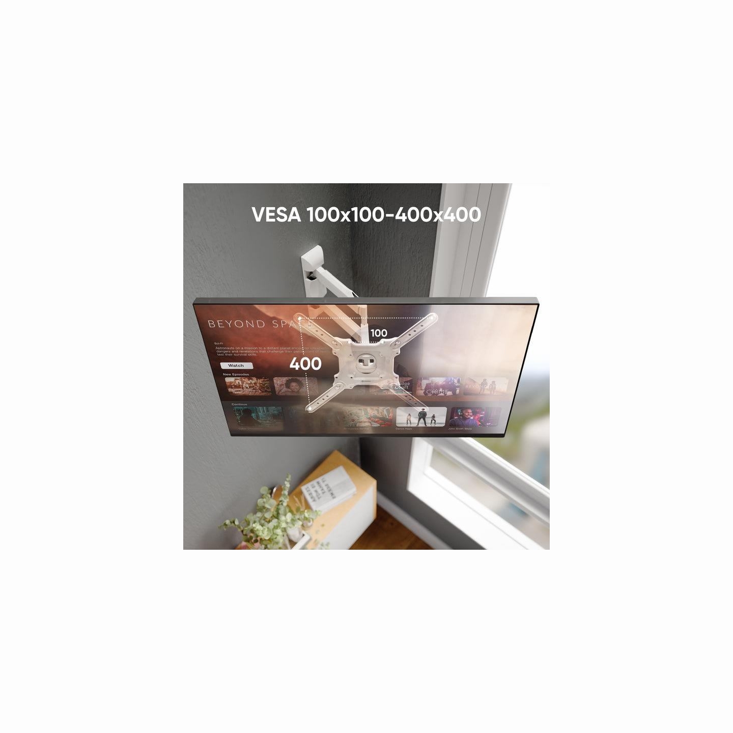 Onkron TV Wall Mount for 32-65” LED LCD Plasma Flat Screen Curved TVs up to 35 kg, White