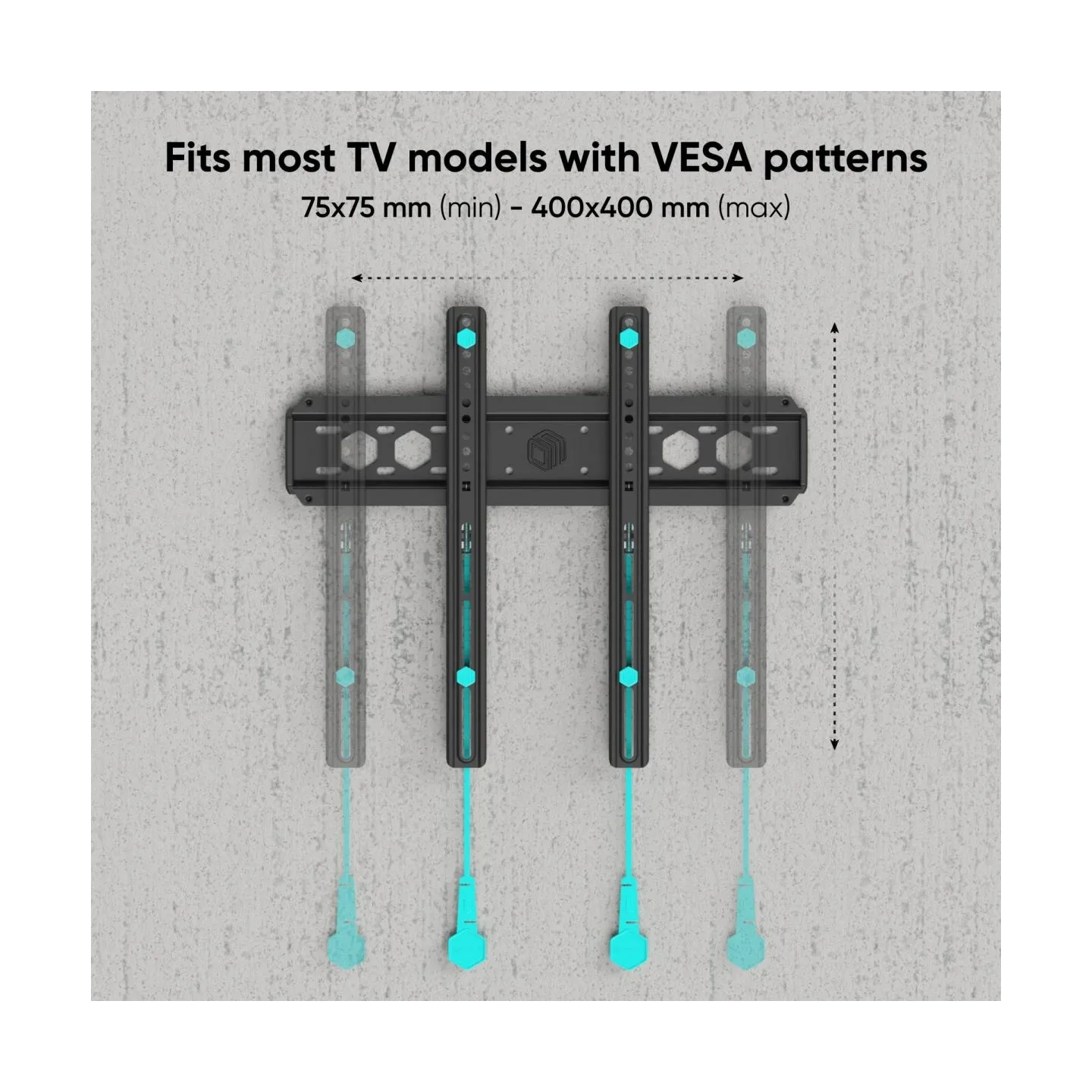 Onkron Fixed TV Wall Mount for 32 to 65-inch Flat Panel TVs Digital Panels 56,8 kg, Black