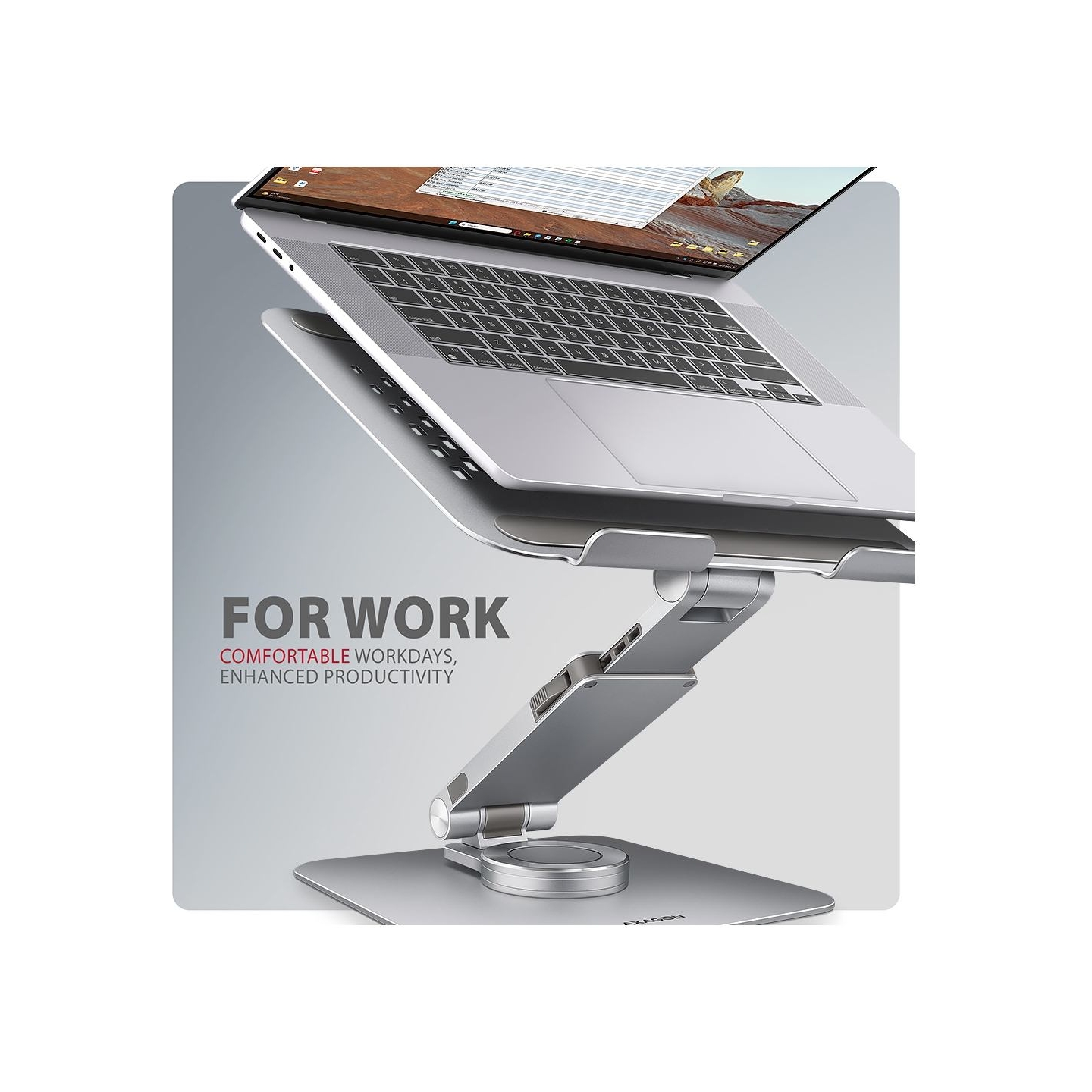 Axagon STND-LR ALU HQ ROTATING massive stand for 10"-16" laptops, many adjustable angles