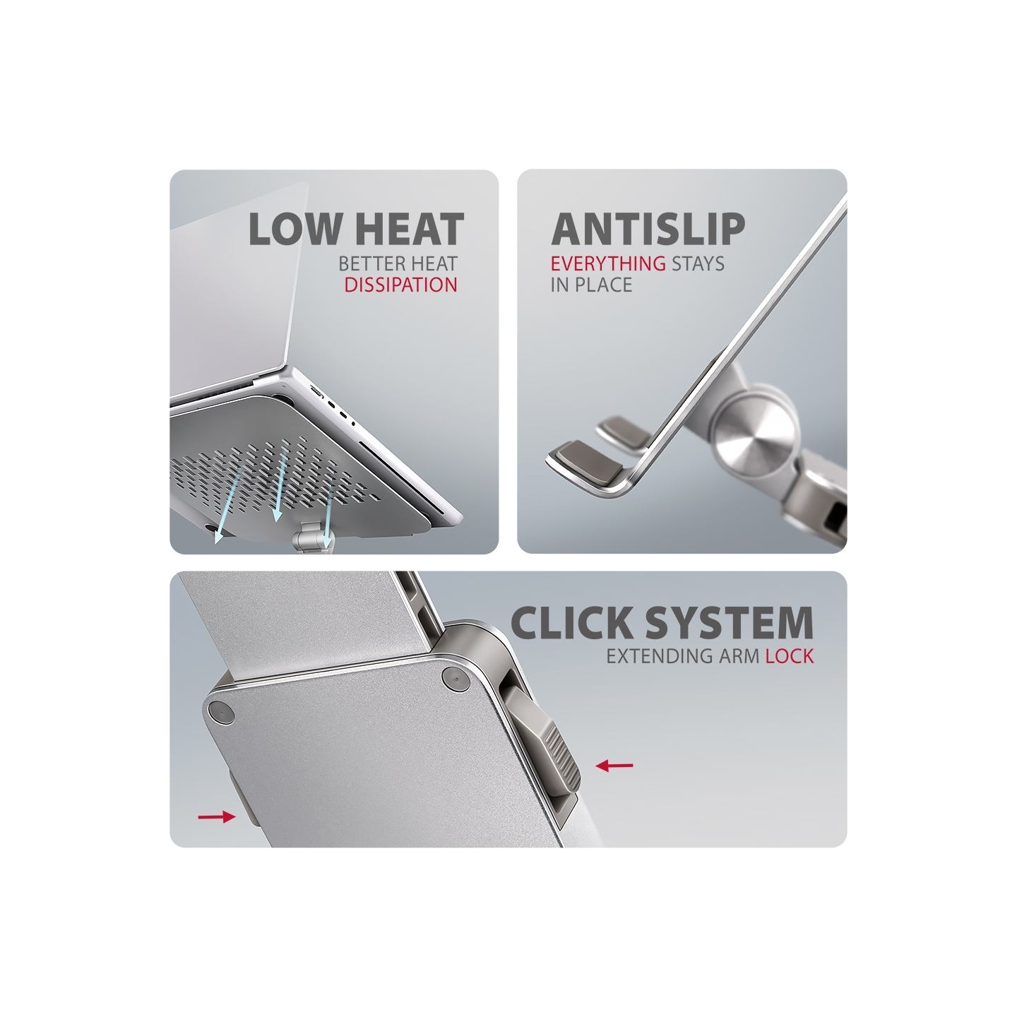 Axagon STND-LR ALU HQ ROTATING massive stand for 10"-16" laptops, many adjustable angles
