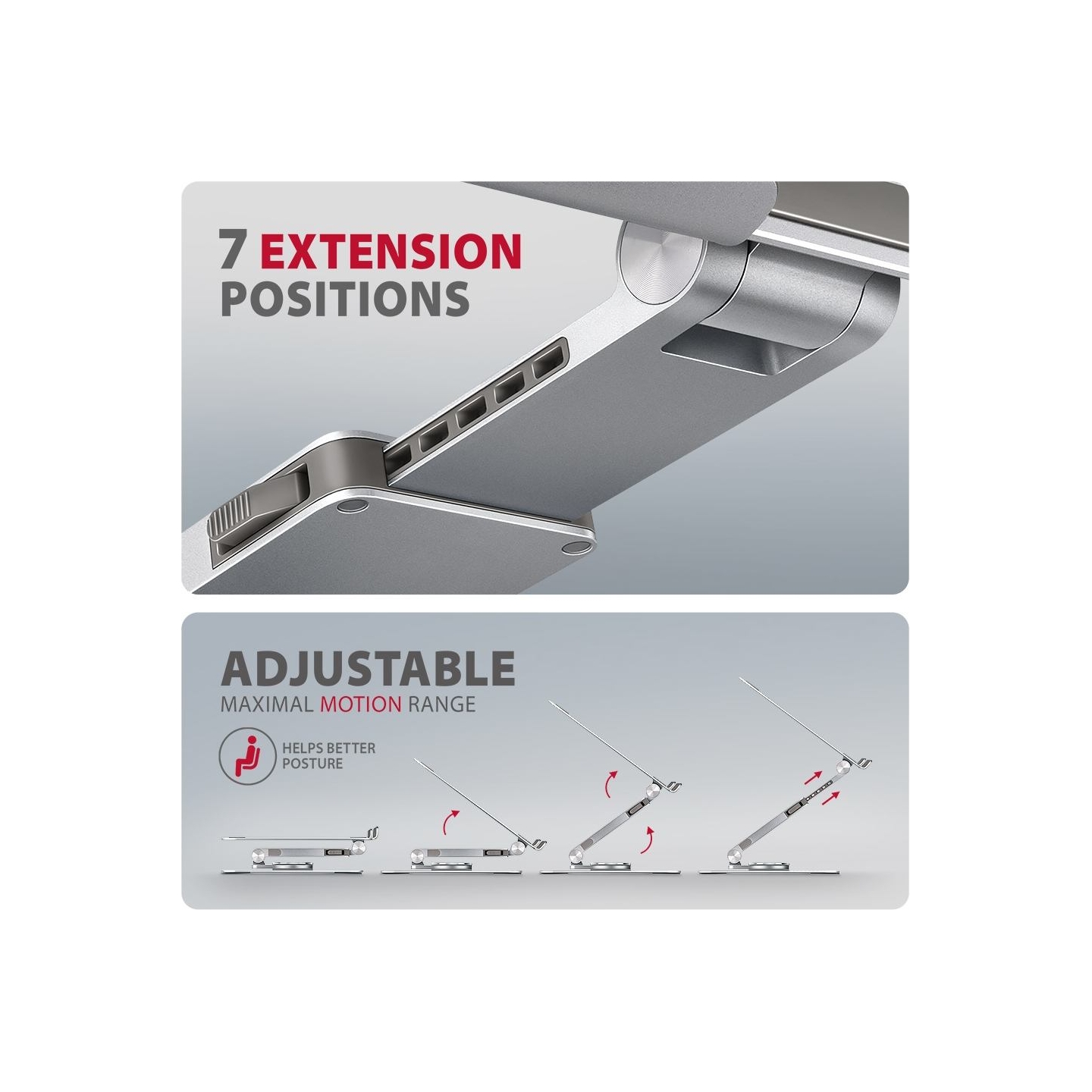 Axagon STND-LR ALU HQ ROTATING massive stand for 10"-16" laptops, many adjustable angles