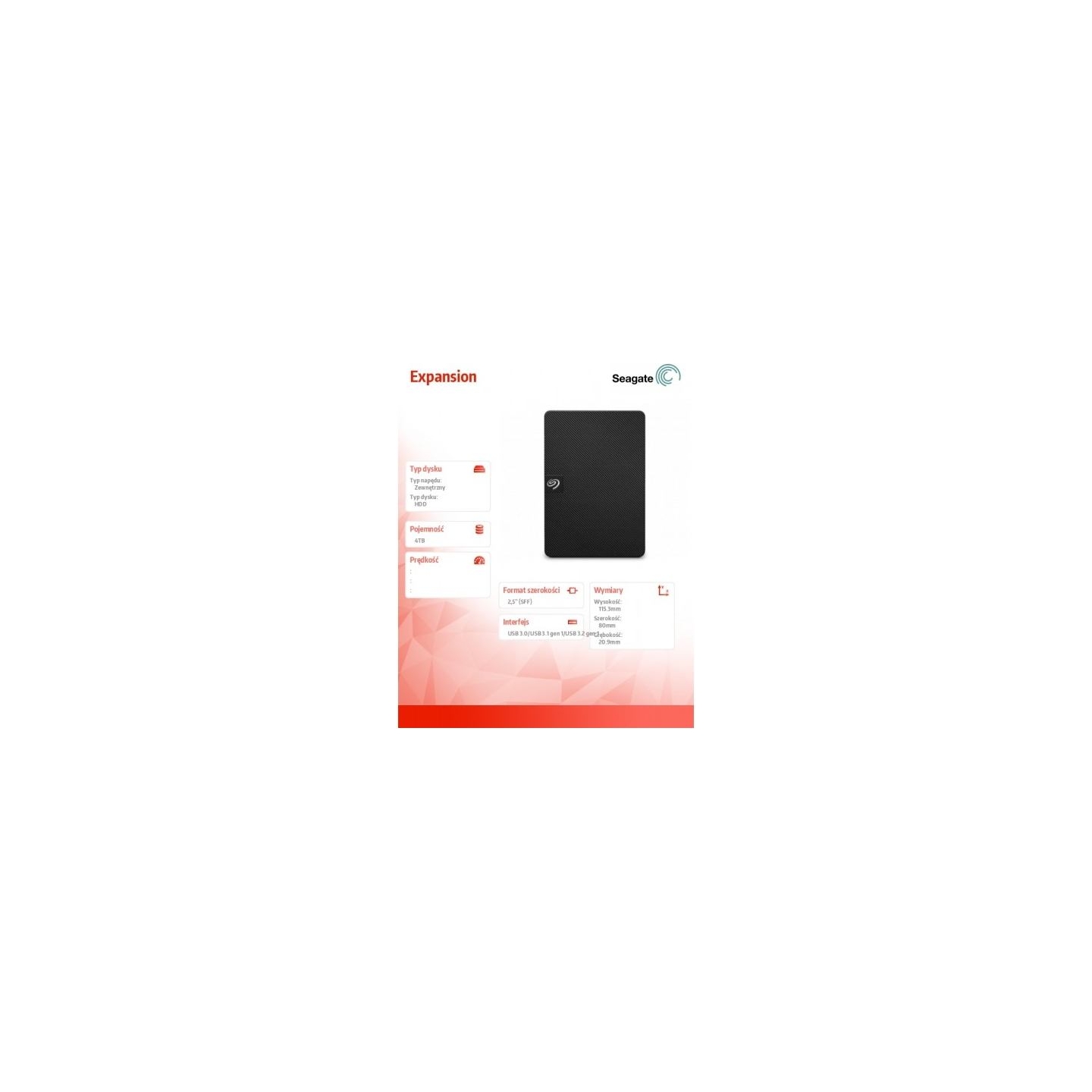 Seagate HDD External Expansion Portable (2.5'/4TB/ USB 3.0/ RMN SRD0NF1)