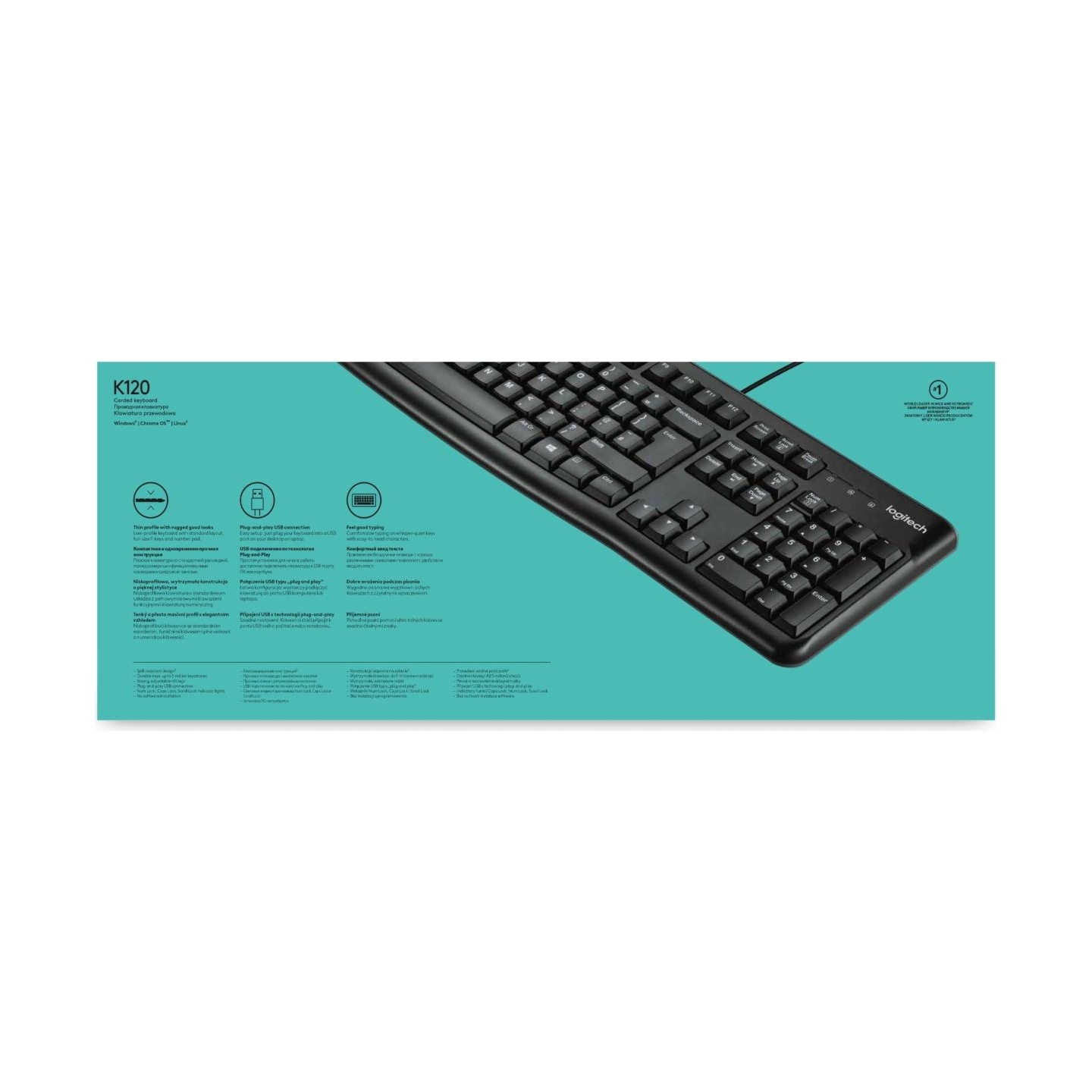 Logitech LOGI K120 Corded Keyboard black OEM US
