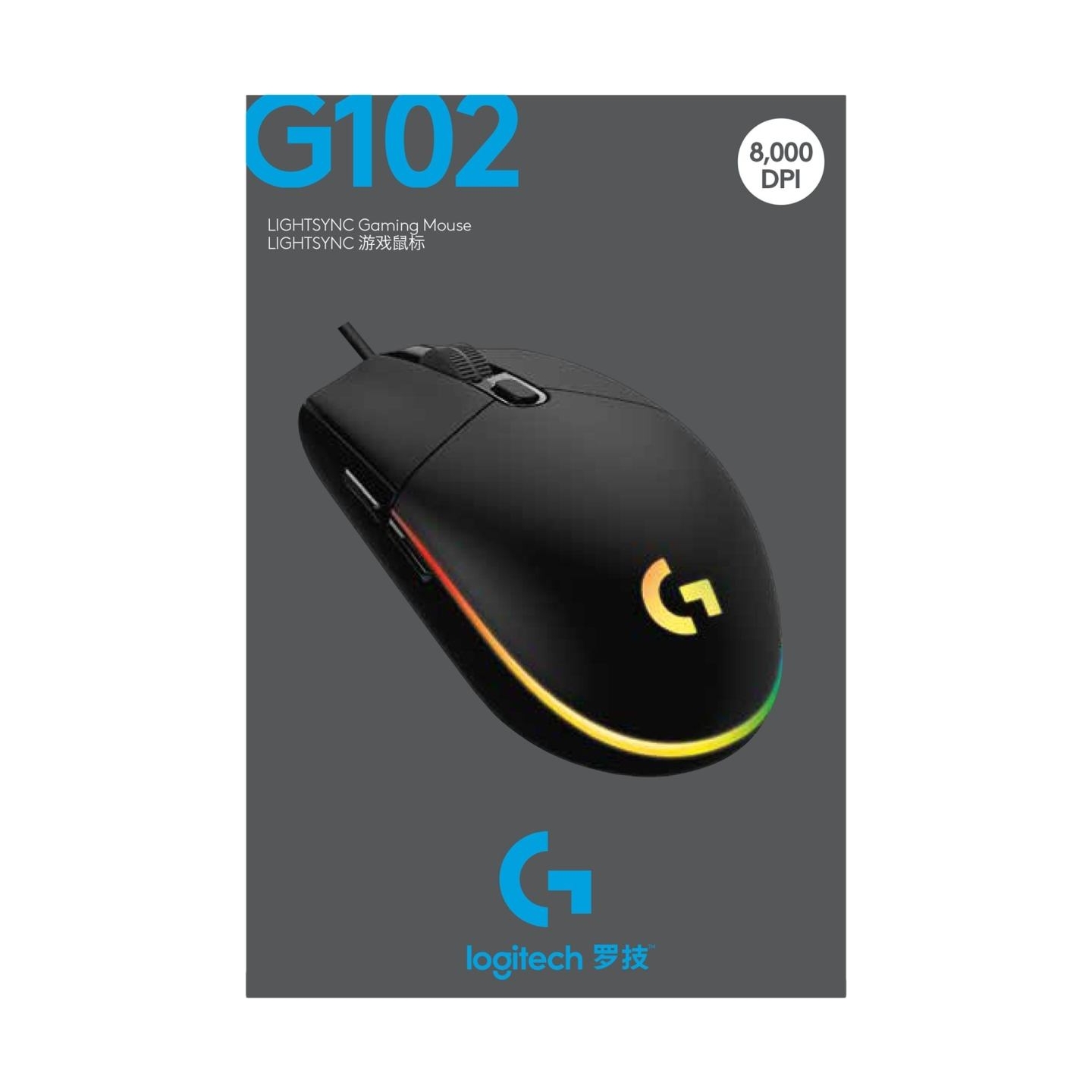 Logitech G102 LIGHTSYNC Corded Gaming Mouse - BLACK - USB - EER