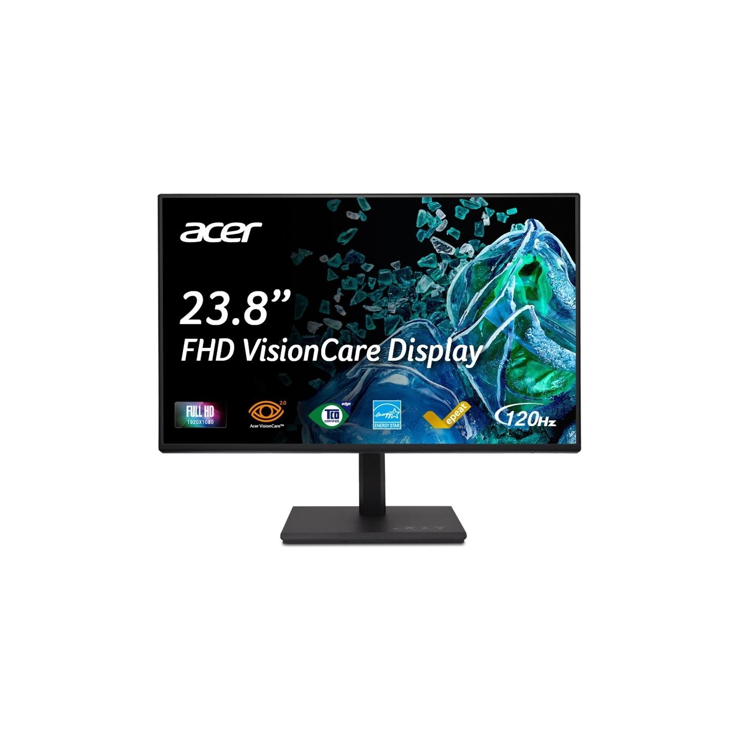 Acer Vero B247Y Series Monitor 60cm 23.8'' FHD ZeroFrame IPS 120Hz 16:9 4ms(GTG) 250nits VGA HDMI DP MM Audio In/Out AdaptiveSyn