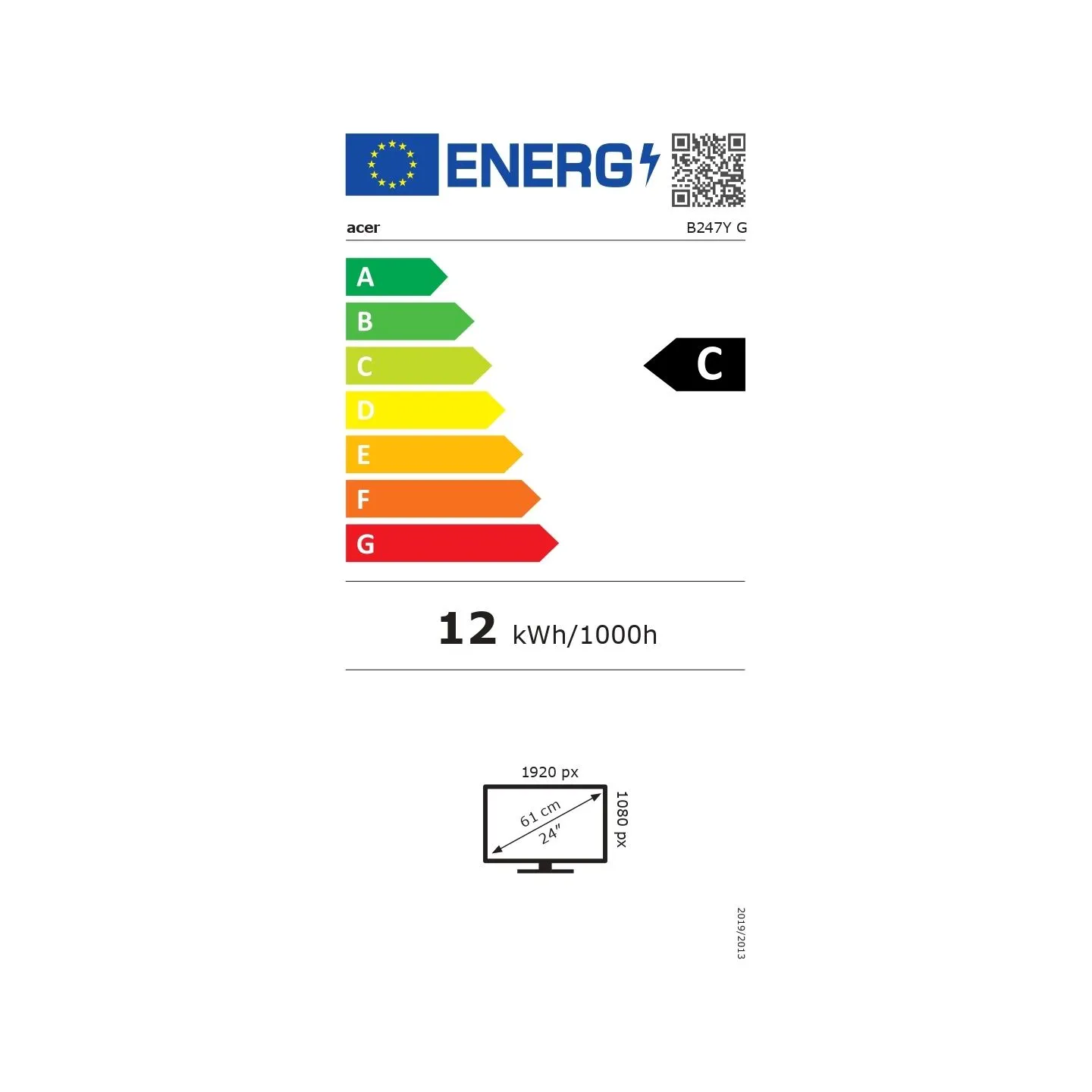 Acer Vero B247Y Series Monitor 60cm 23.8'' FHD ZeroFrame IPS 120Hz 16:9 4ms(GTG) 250nits VGA HDMI DP MM Audio In/Out AdaptiveSyn