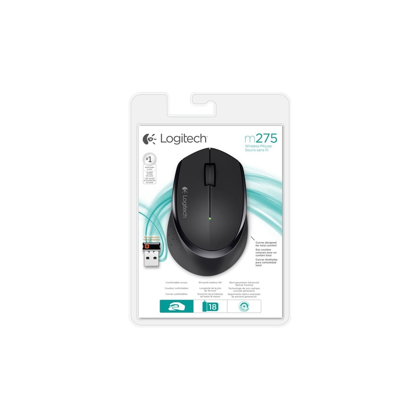 Logitech Wireless Mouse M280 - BLACK - 2.4GHZ - EWR2 / 910-004287