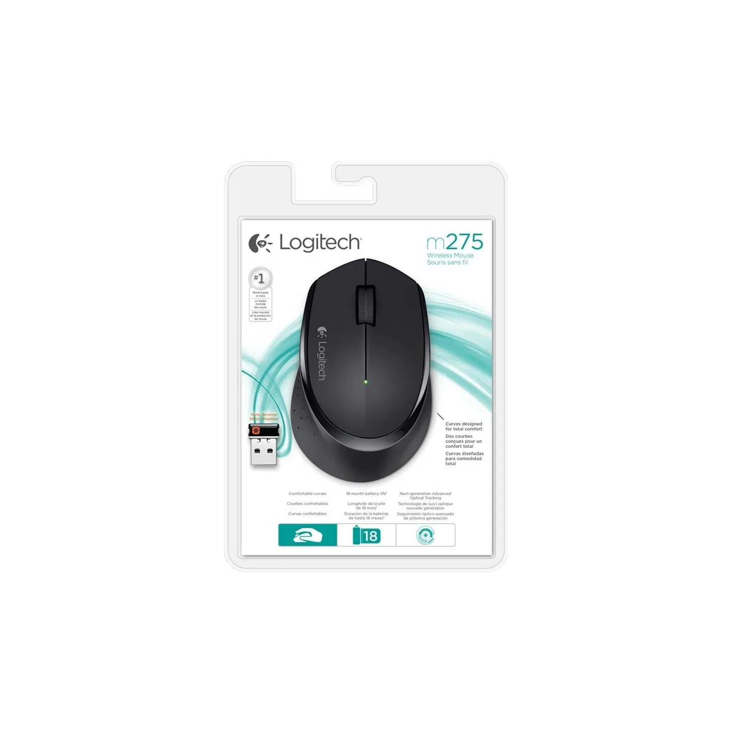 Logitech Wireless Mouse M280 - BLACK - 2.4GHZ - EWR2 / 910-004287