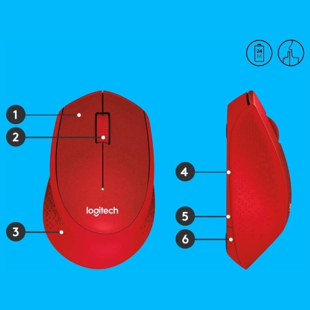 Logitech M330 Silent Plus Red - 2.4GHZ - EMEA / 910-004911