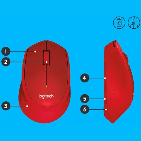 Logitech M330 Silent Plus Red - 2.4GHZ - EMEA / 910-004911