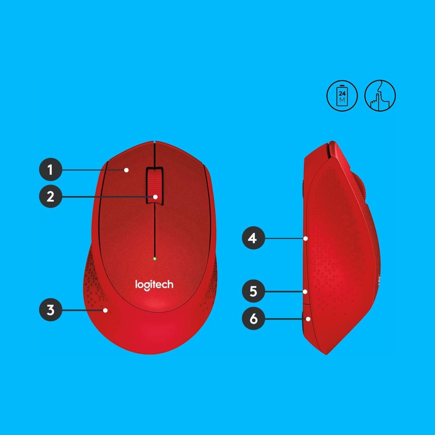 Logitech M330 Silent Plus Red - 2.4GHZ - EMEA / 910-004911