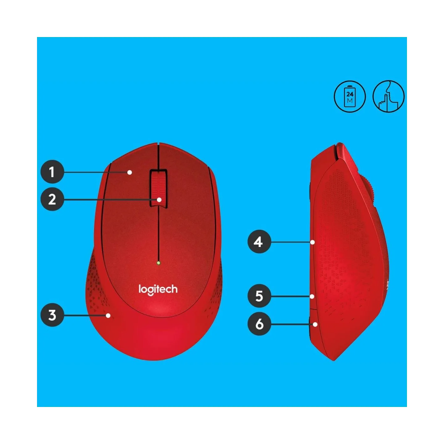 Logitech M330 Silent Plus Red - 2.4GHZ - EMEA / 910-004911