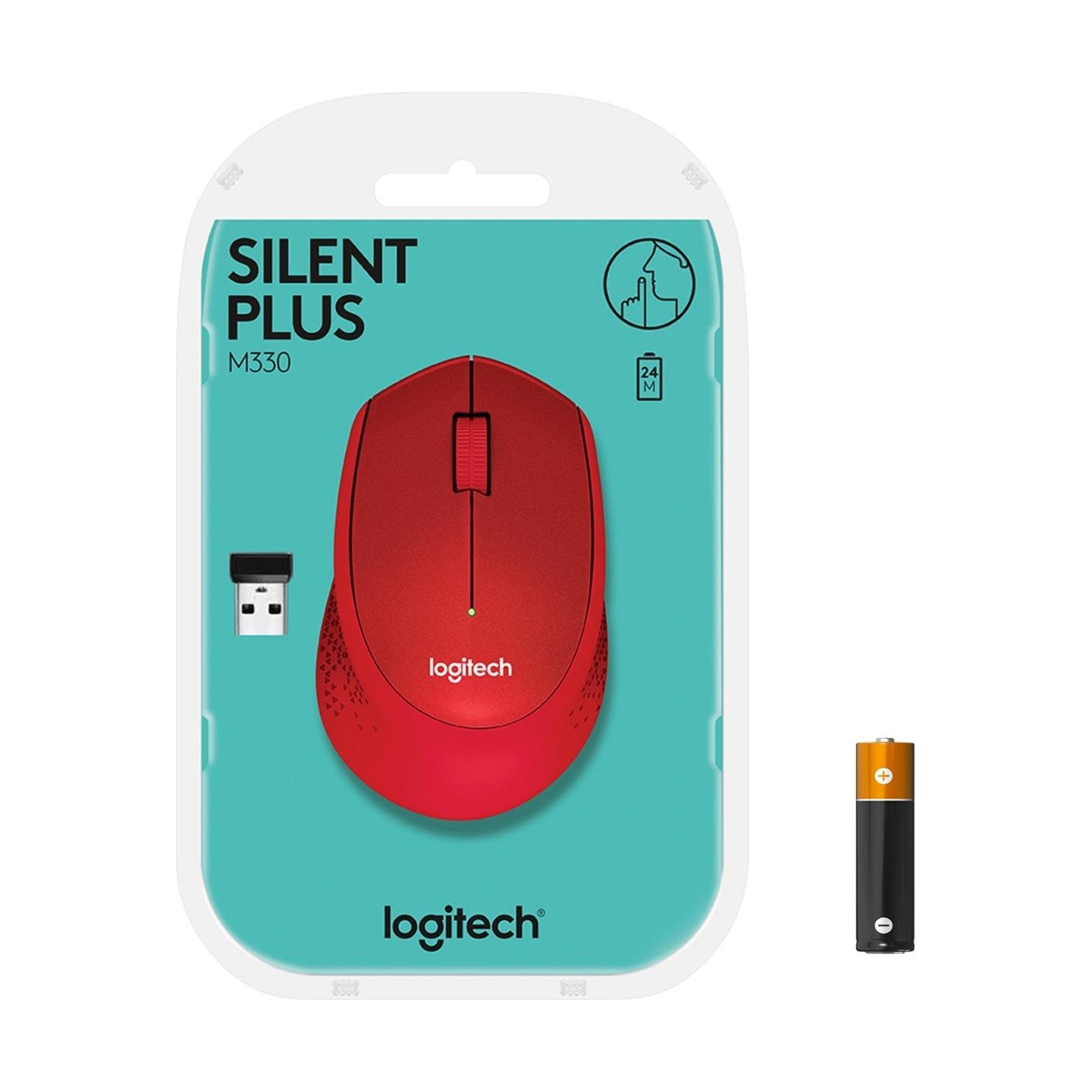 Logitech M330 Silent Plus Red - 2.4GHZ - EMEA / 910-004911