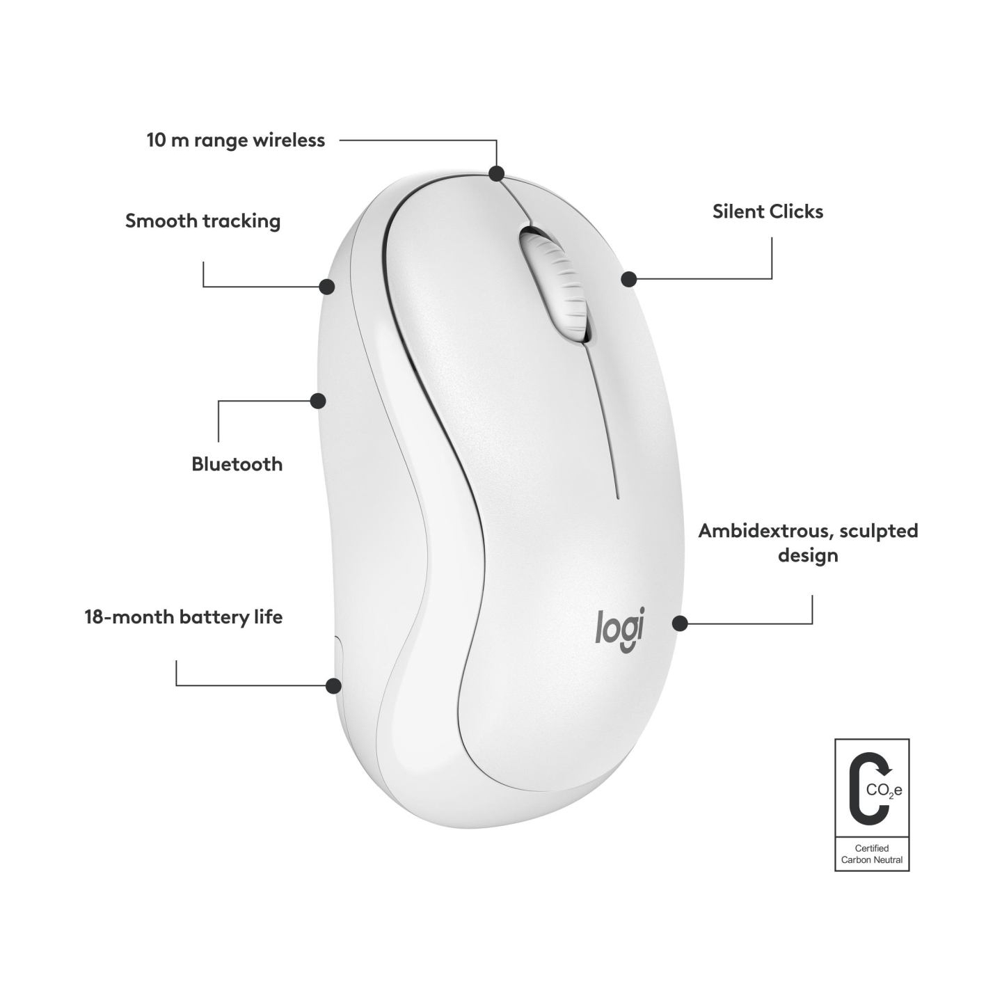 Logitech LOGI M240 Silent Bluetooth Mouse - WHITE
