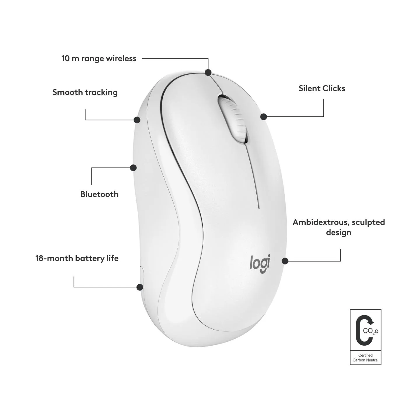 Logitech LOGI M240 Silent Bluetooth Mouse - WHITE
