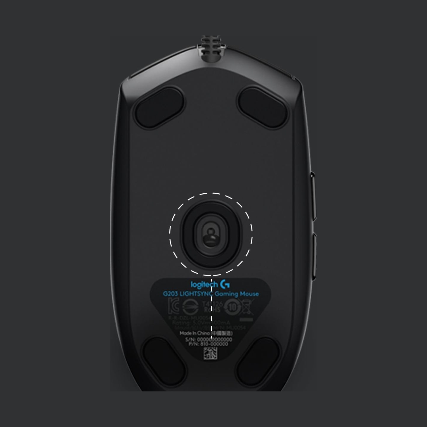 Logitech G203 LIGHTSYNC Corded Gaming Mouse - BLACK - USB