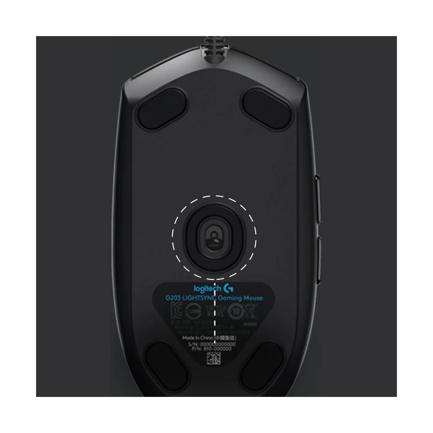 Logitech G203 LIGHTSYNC Corded Gaming Mouse - BLACK - USB