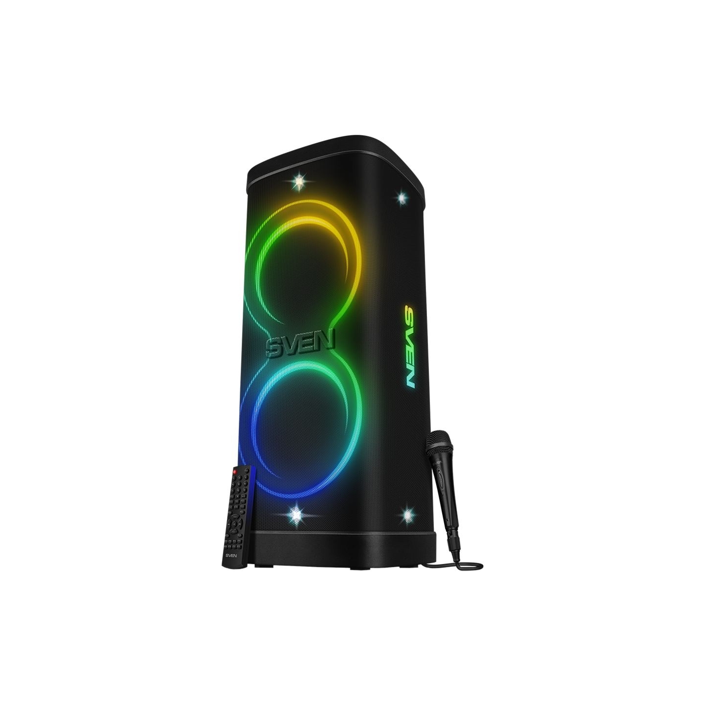 Sven Speaker Party Box SVEN PS-1250, black (300W, TWS, IPx4, Bluetooth, FM, USB, microSD, LED-display, 13500mAh)