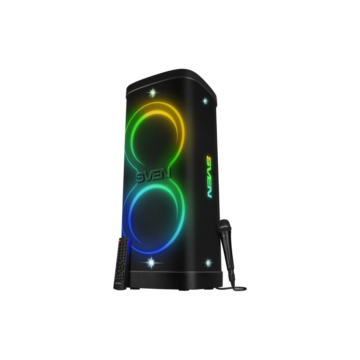 Sven Speaker Party Box SVEN PS-1250, black (300W, TWS, IPx4, Bluetooth, FM, USB, microSD, LED-display, 13500mAh)