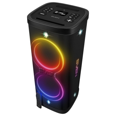 Sven Speaker Party Box SVEN PS-1250, black (300W, TWS, IPx4, Bluetooth, FM, USB, microSD, LED-display, 13500mAh)
