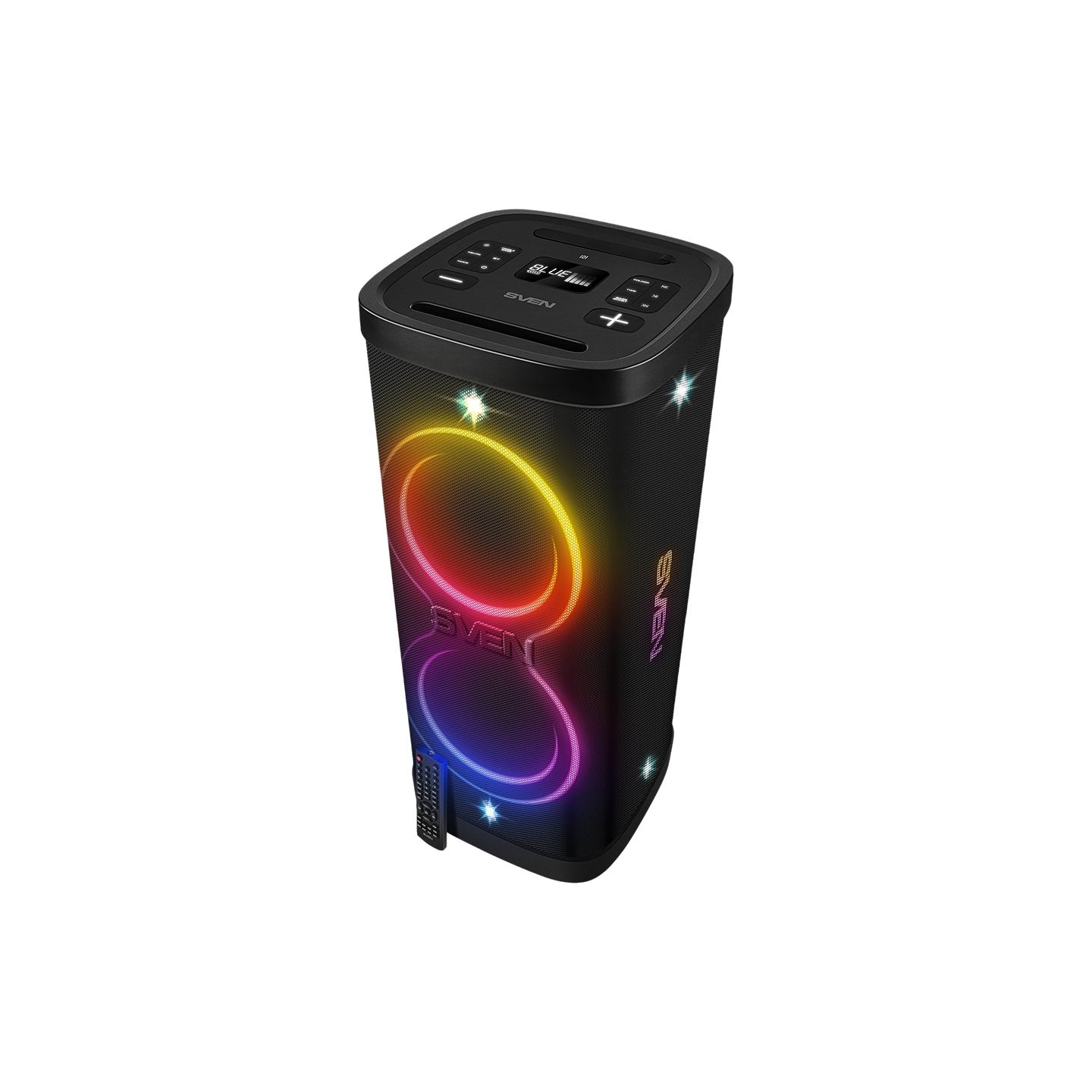 Sven Speaker Party Box SVEN PS-1250, black (300W, TWS, IPx4, Bluetooth, FM, USB, microSD, LED-display, 13500mAh)