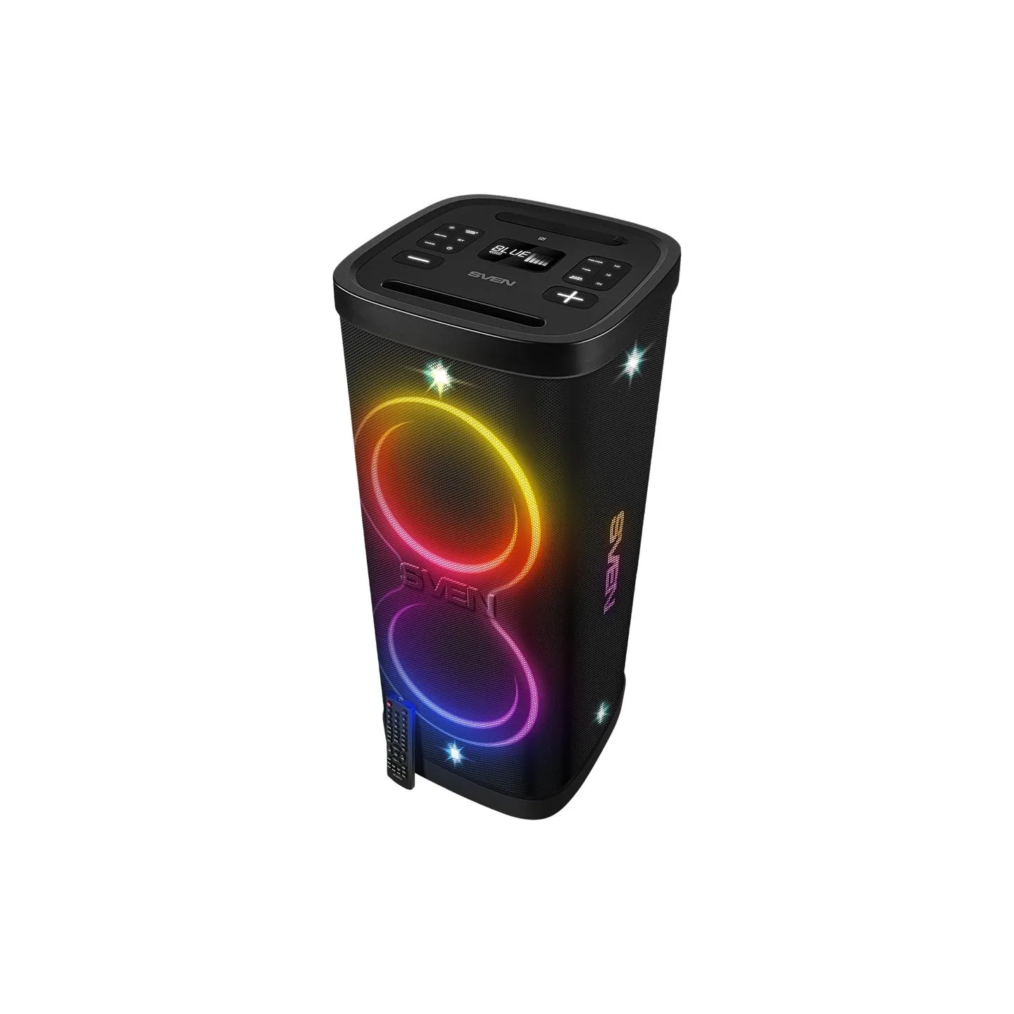Sven Speaker Party Box SVEN PS-1250, black (300W, TWS, IPx4, Bluetooth, FM, USB, microSD, LED-display, 13500mAh)