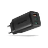 Axagon GaN wallcharger <240V / 3x port (USB + dual USB-C), PD3.0/QC4+/PPS/Apple. 65W total power.