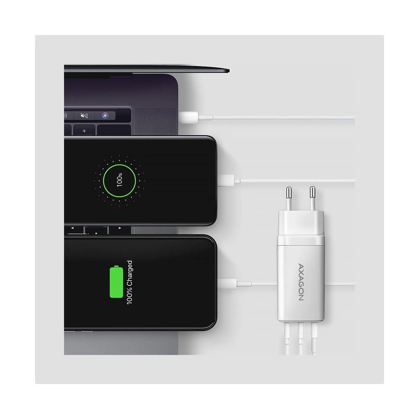 Axagon MOBILE CHARGER WALL USB 65W/GAN 3PORT ACU-DPQ65W AXAGON