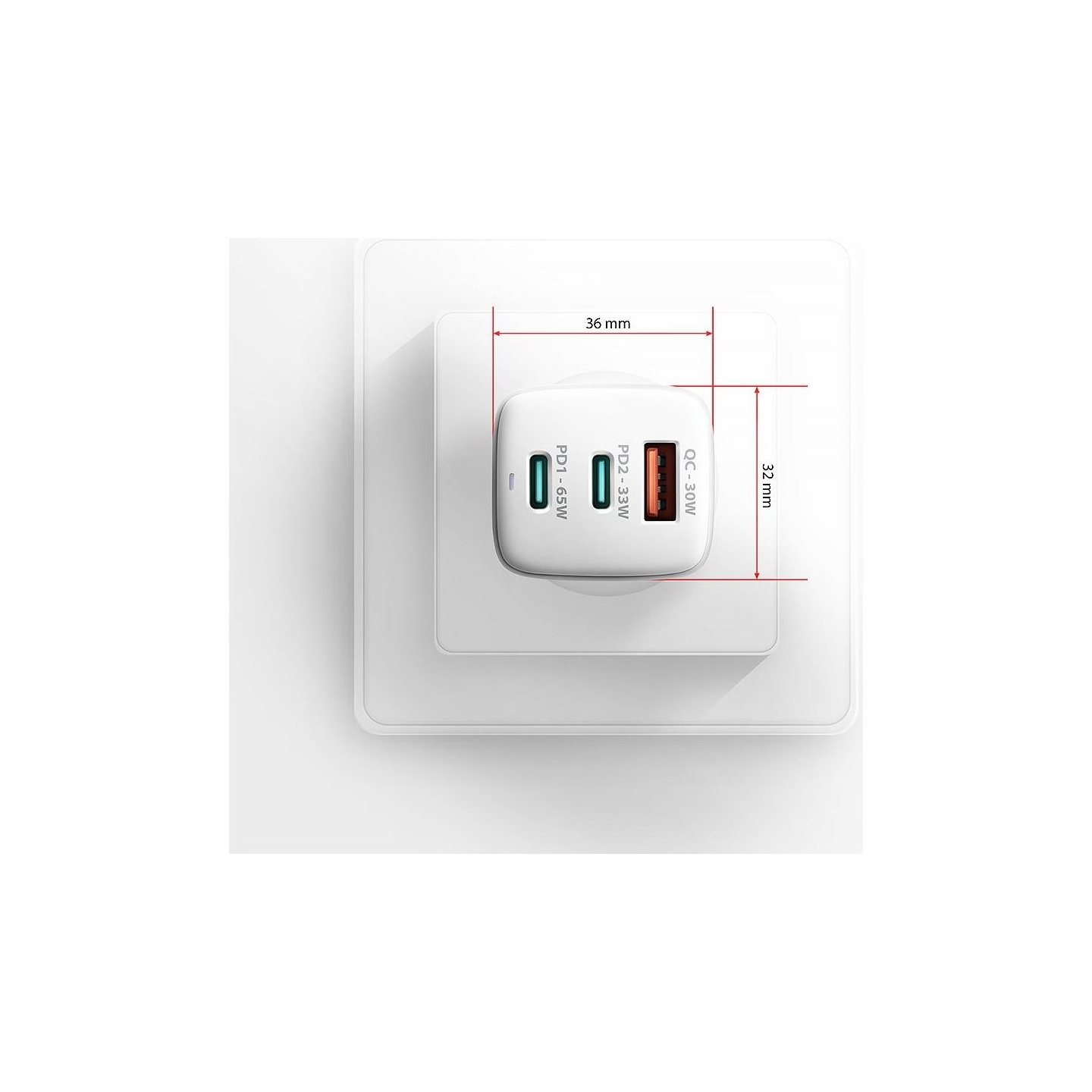 Axagon MOBILE CHARGER WALL USB 65W/GAN 3PORT ACU-DPQ65W AXAGON