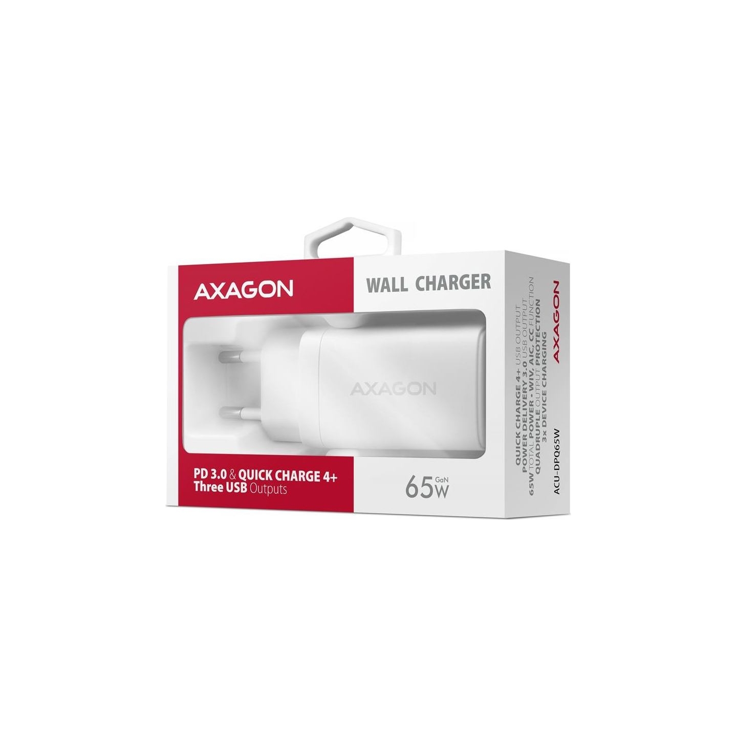 Axagon MOBILE CHARGER WALL USB 65W/GAN 3PORT ACU-DPQ65W AXAGON