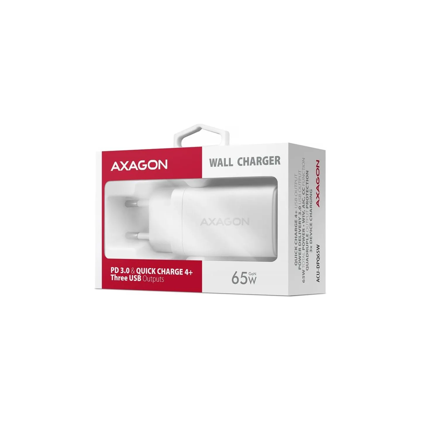 Axagon MOBILE CHARGER WALL USB 65W/GAN 3PORT ACU-DPQ65W AXAGON