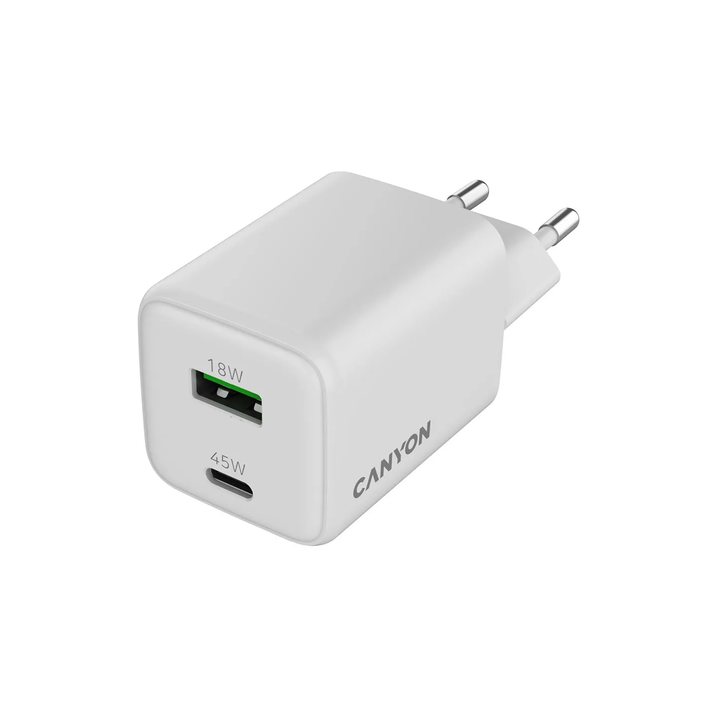 Canyon charger CU45AC GaN 45W 1xPD 1xQC EU White