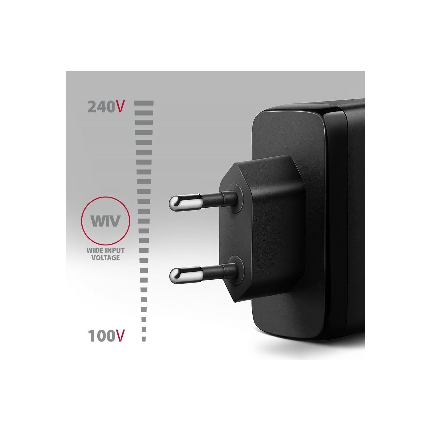 Axagon ACU-DPQ100 GaN Wall charger, 3x port (USB + dual USB-C), PD3.0/QC4+/PPS/Apple, 100W, black