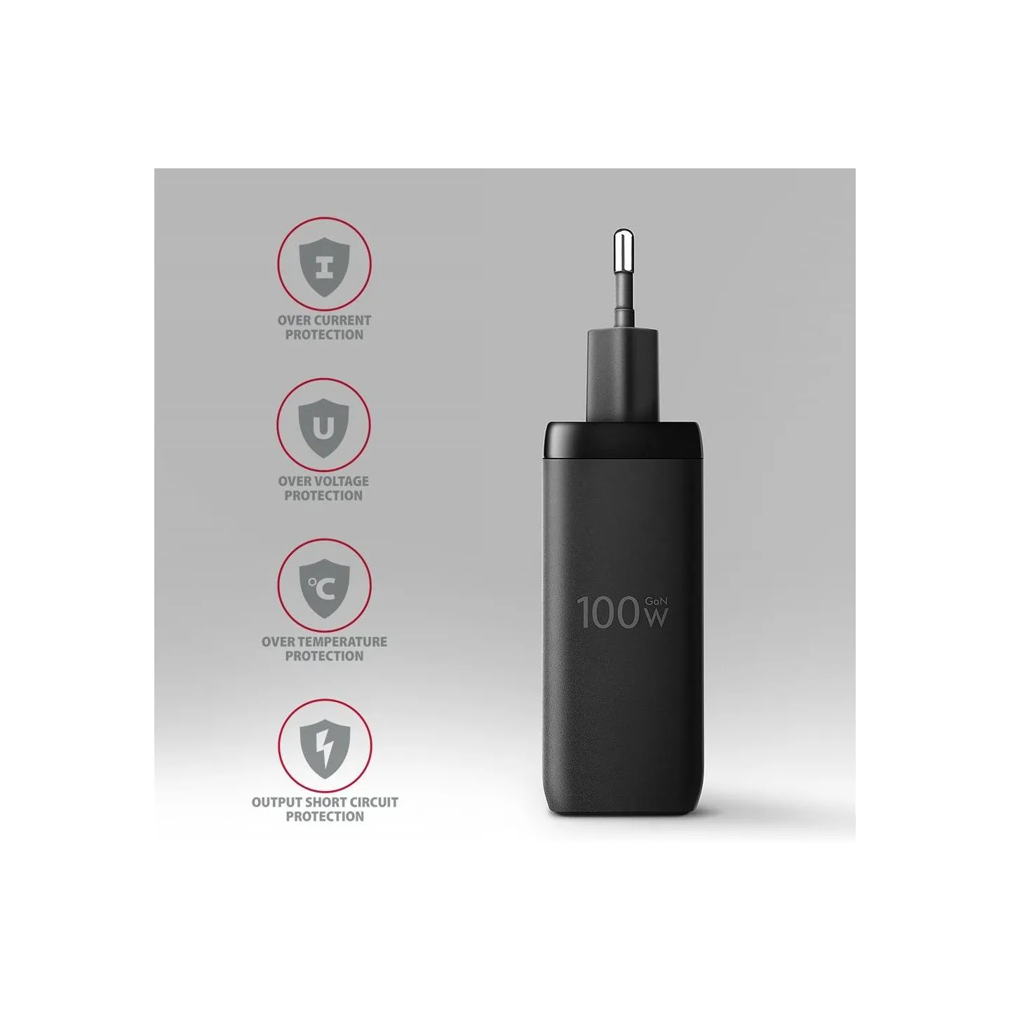 Axagon ACU-DPQ100 GaN 3xport wall charger 100W black