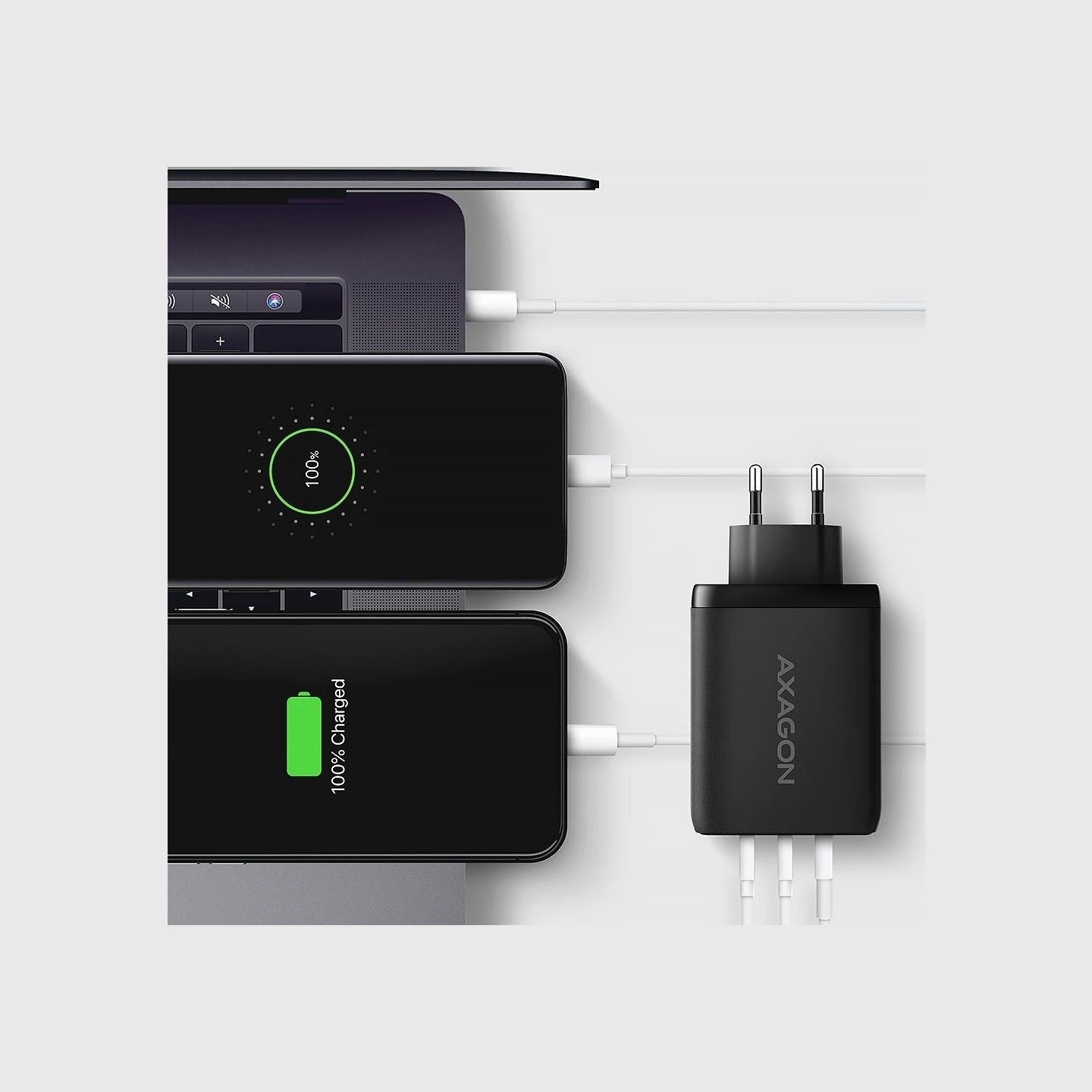 Axagon ACU-DPQ100 GaN 3xport wall charger 100W black