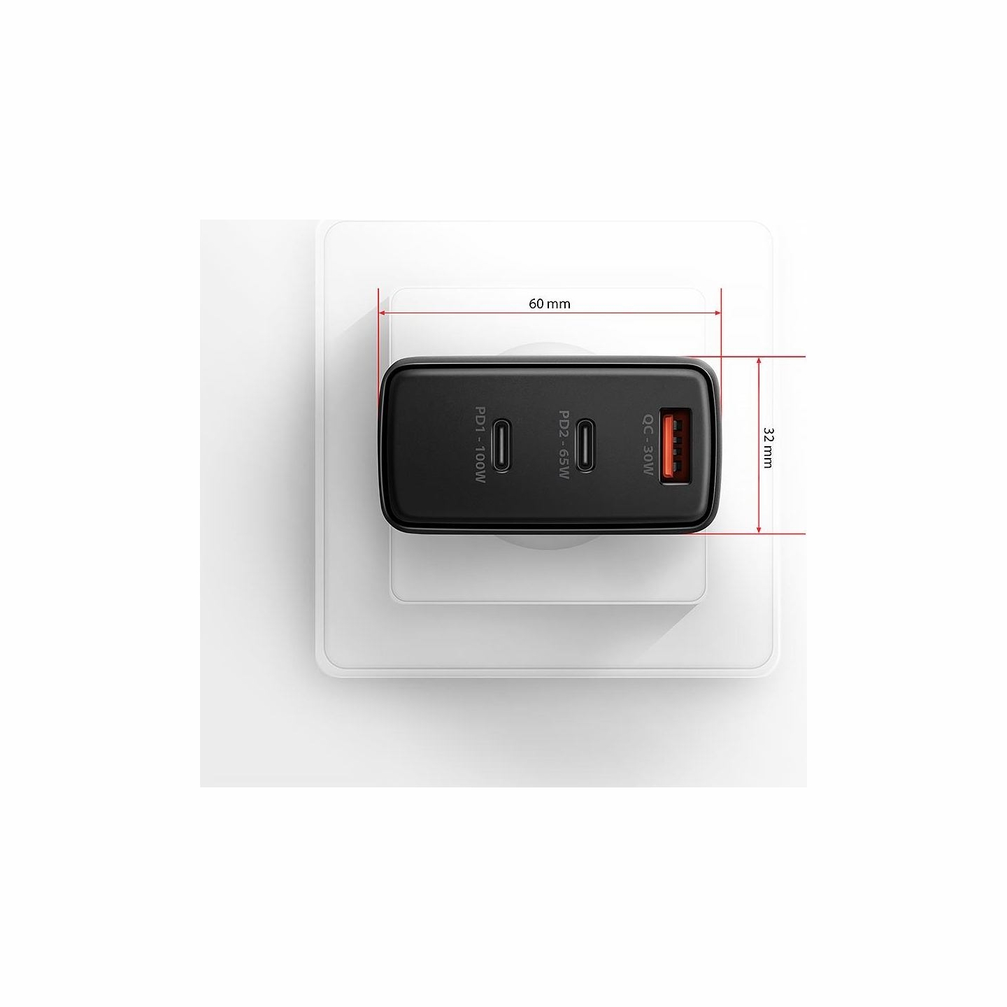 Axagon ACU-DPQ100 GaN 3xport wall charger 100W black