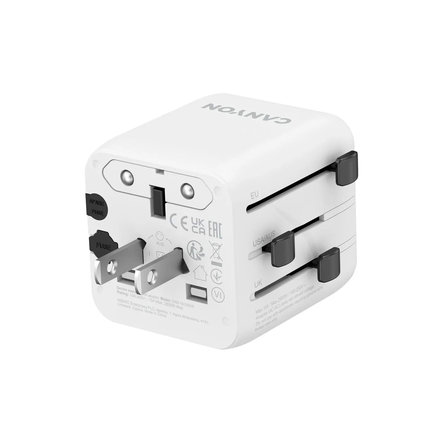 Canyon Travel Adapter OnTour One EU/UK/US/AUS White