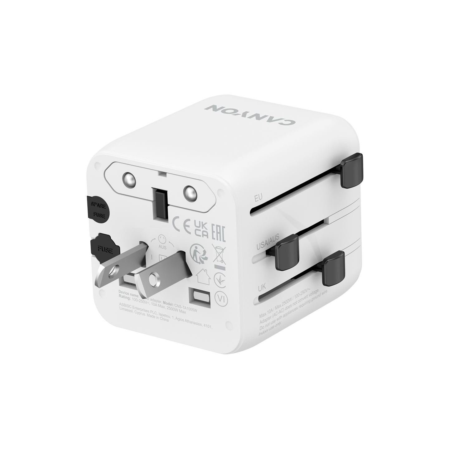 Canyon Travel Adapter OnTour One EU/UK/US/AUS White