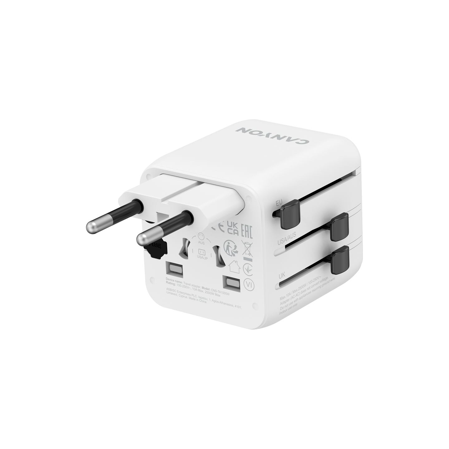 Canyon Travel Adapter OnTour One EU/UK/US/AUS White