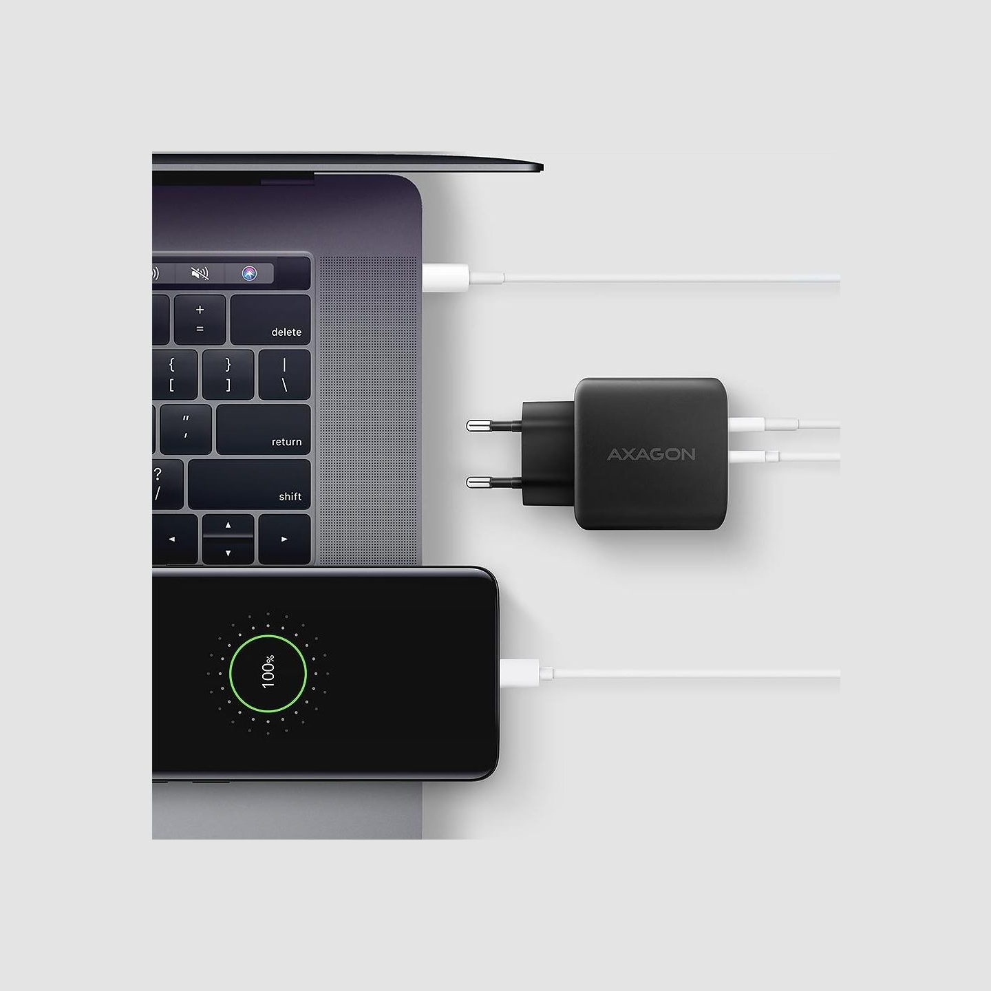 Axagon ACU-PQ45 wall charger QC3.0,4.0/AFC/FCP/PPS/Apple + PD type-C, 45W, black