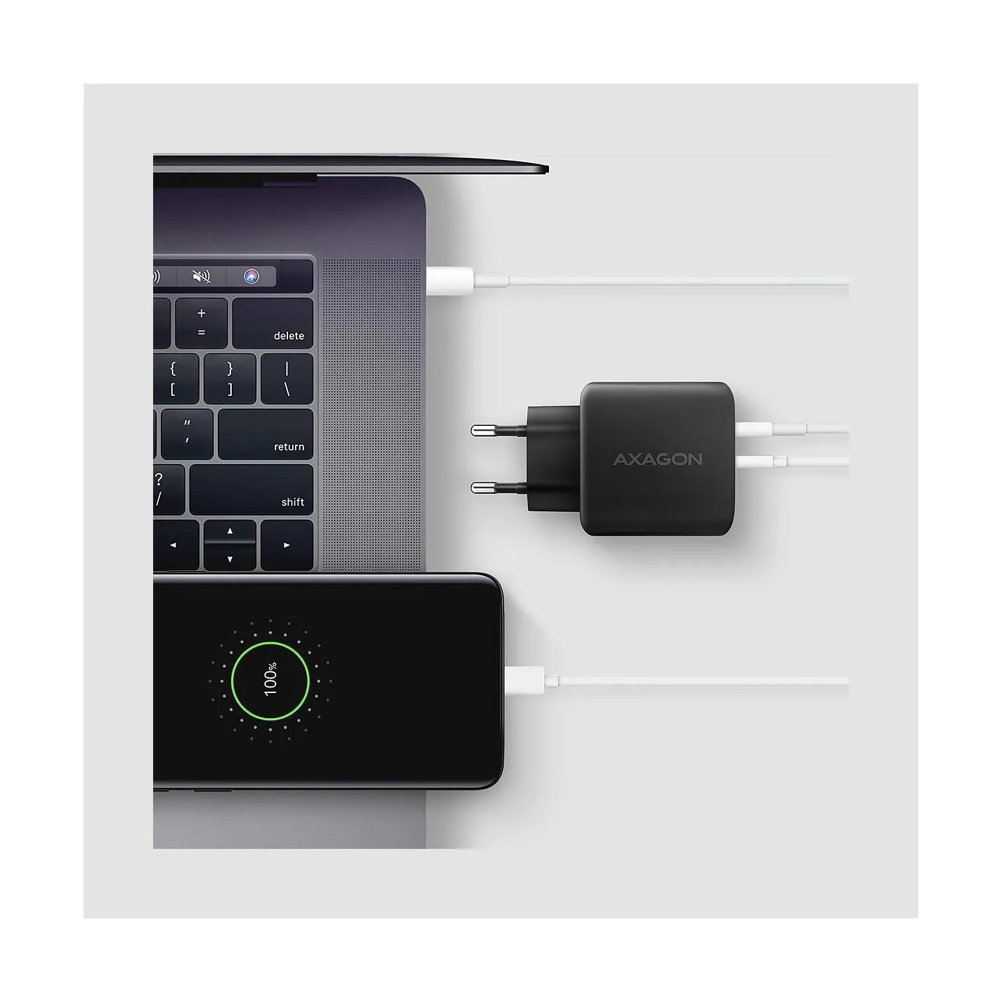 Axagon ACU-PQ45 wall charger QC3.0,4.0/AFC/FCP/PPS/Apple + PD type-C, 45W, black