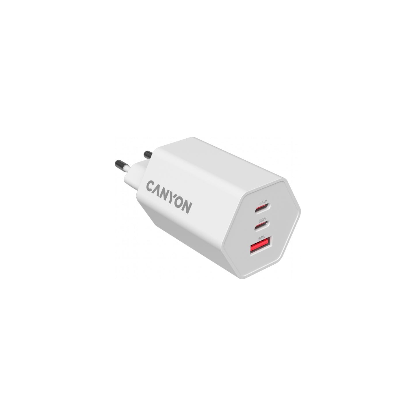 Canyon charger HEXAGON 65 GaN 65W 2xPD 1xQC EU White