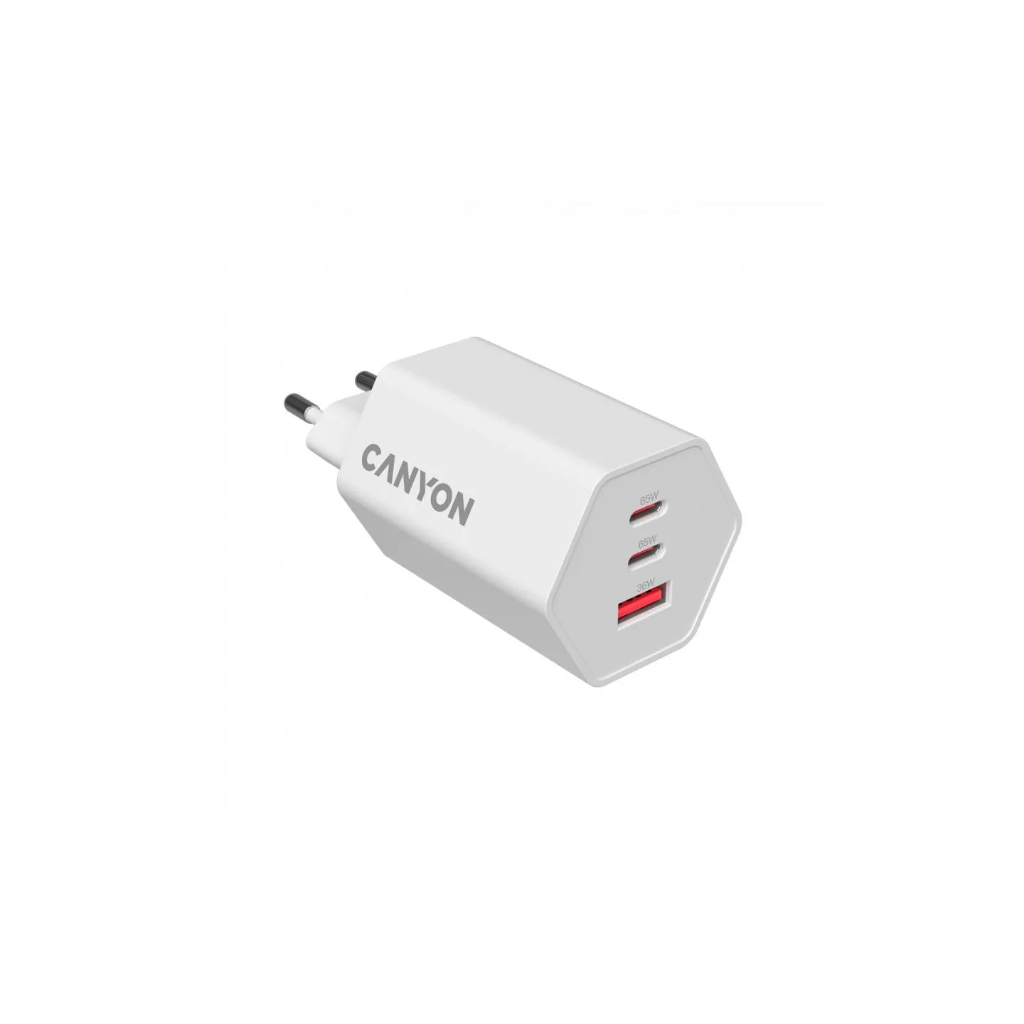 Canyon charger HEXAGON 65 GaN 65W 2xPD 1xQC EU White