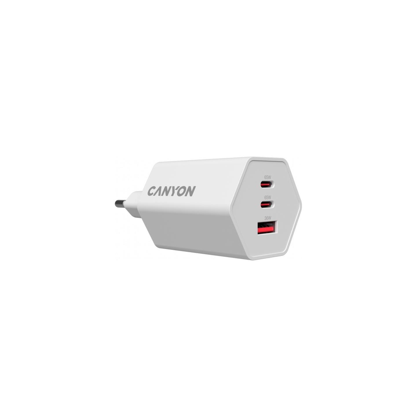 Canyon charger HEXAGON 65 GaN 65W 2xPD 1xQC EU White
