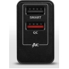 Axagon Dual wallcharger <240V / 2x USB port QC3.0/AFC/FCP + 5V-1.2A. 24W total power.