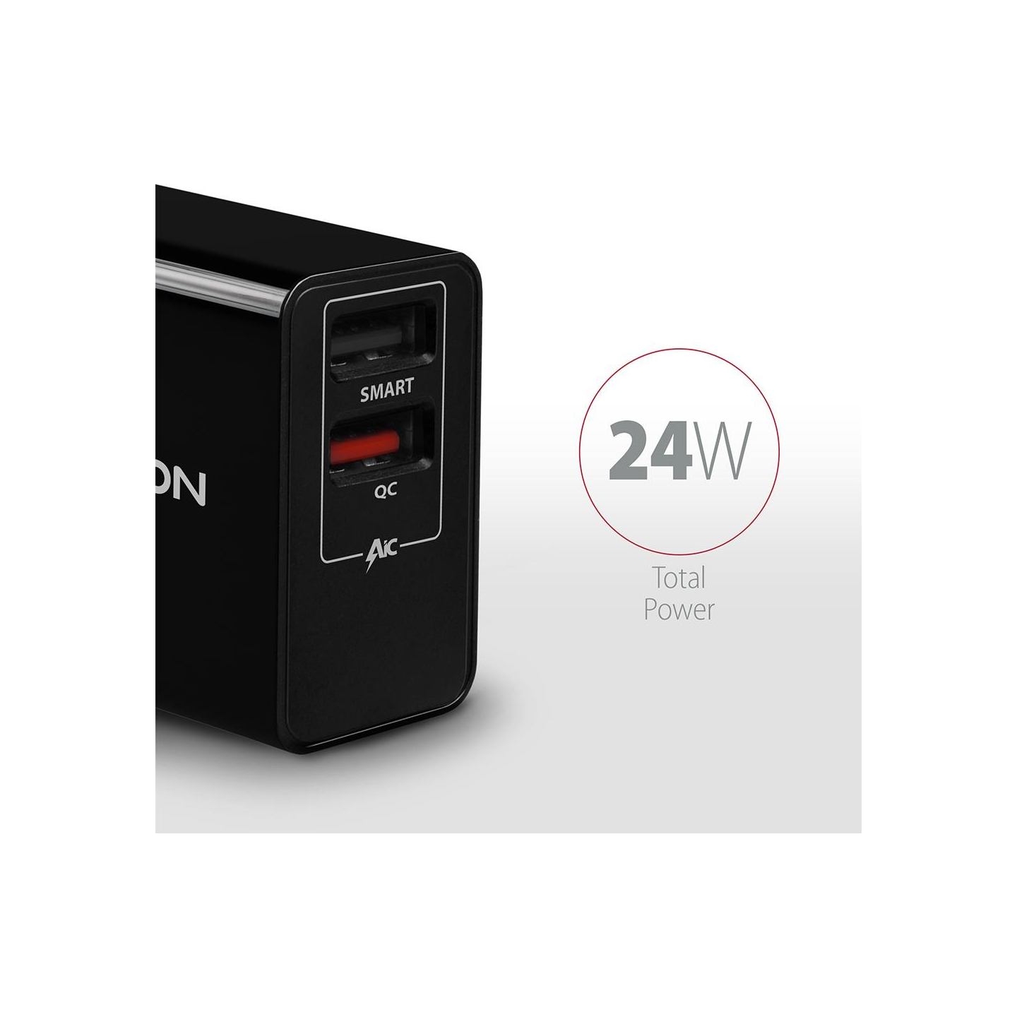 Axagon Dual wallcharger <240V / 2x USB port QC3.0/AFC/FCP + 5V-1.2A. 24W total power.