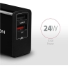 Axagon Dual wallcharger <240V / 2x USB port QC3.0/AFC/FCP + 5V-1.2A. 24W total power.