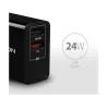 Axagon Dual wallcharger <240V / 2x USB port QC3.0/AFC/FCP + 5V-1.2A. 24W total power.